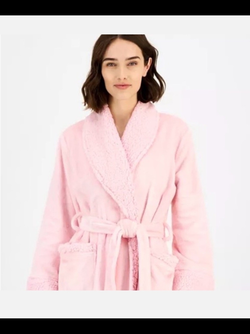 Charter Club Plush Shawl-Collar Robe in Pink